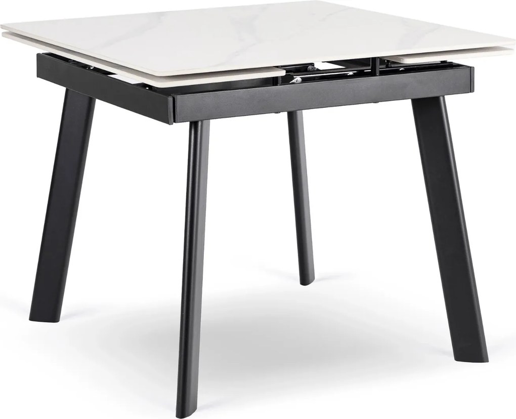 Stół LARES Ceramiczny Rozkładany 90-150 cm Biały Marmur/Czarny