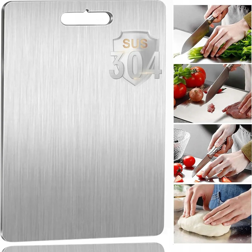 Rozsdamentes acél halhús vágódeszka 29x20 cm Ökológiai
