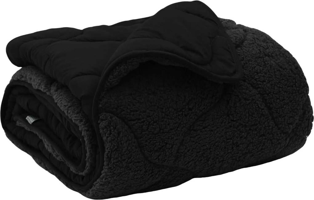 vidaXL Nyári Takarmány Fekete 240 x 260 cm Mikroszálas és Teddy plüss