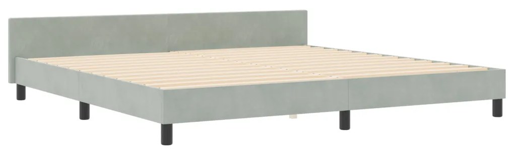 Ágykeret fejtámlával Világosszürke 200 x 200 cm Bársony