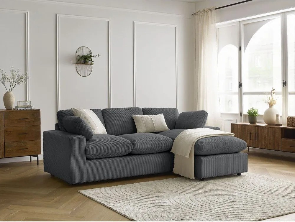 Sötétszürke kordbársony sarokkanapé Belair – Bobochic Paris