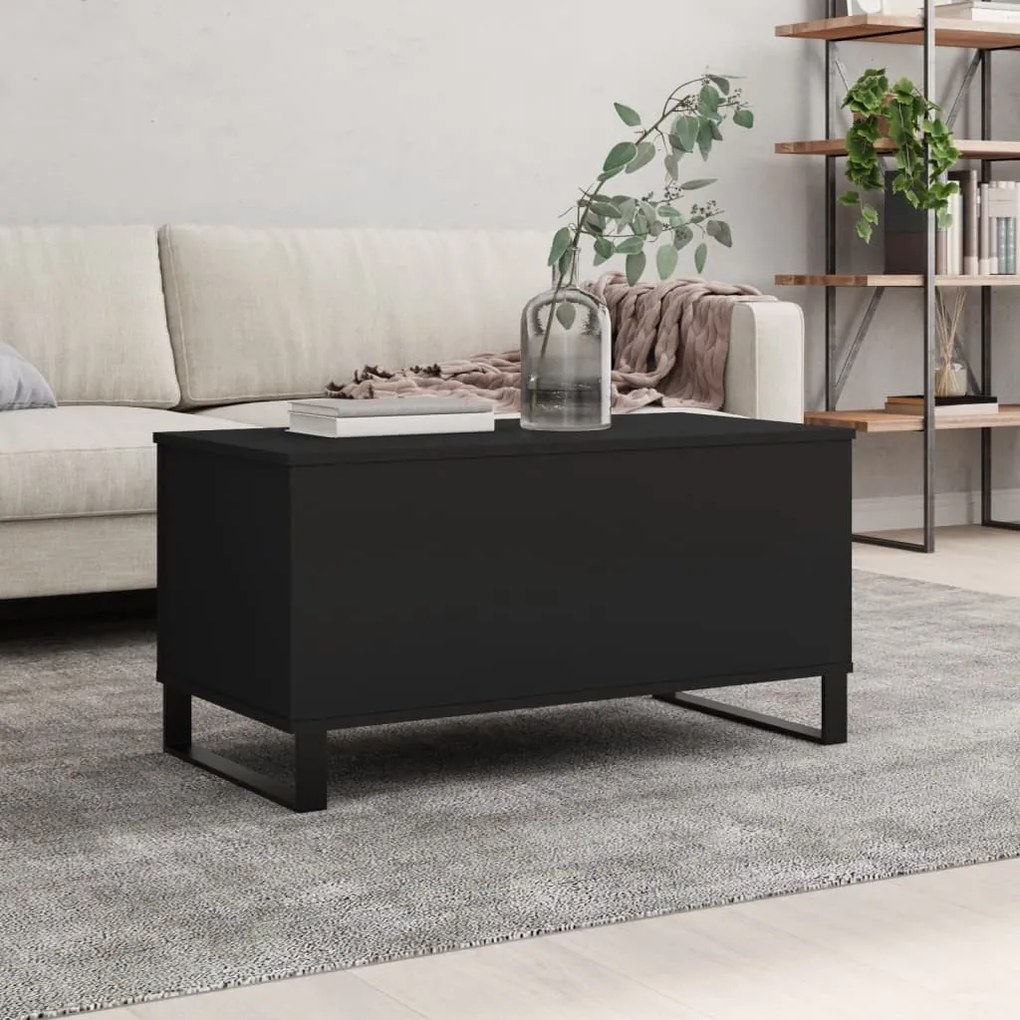 Fekete szerelt fa dohányzóasztal 90x44,5x45 cm