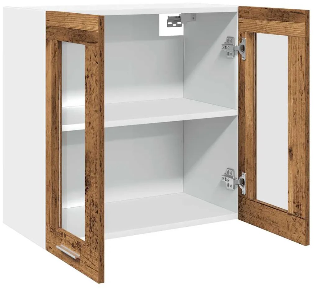 “Lyon” konyhai fali szekrény üvegajtóval régi fa 60x31x60 cm