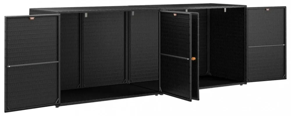 fekete polyrattan kerti tárolószekrény 198 x 55,5 x 80 cm