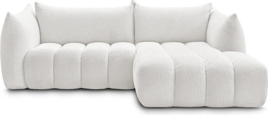 Fehér buklé sarokkanapé (jobb oldali-heverő résszel) Azra – Bobochic Paris