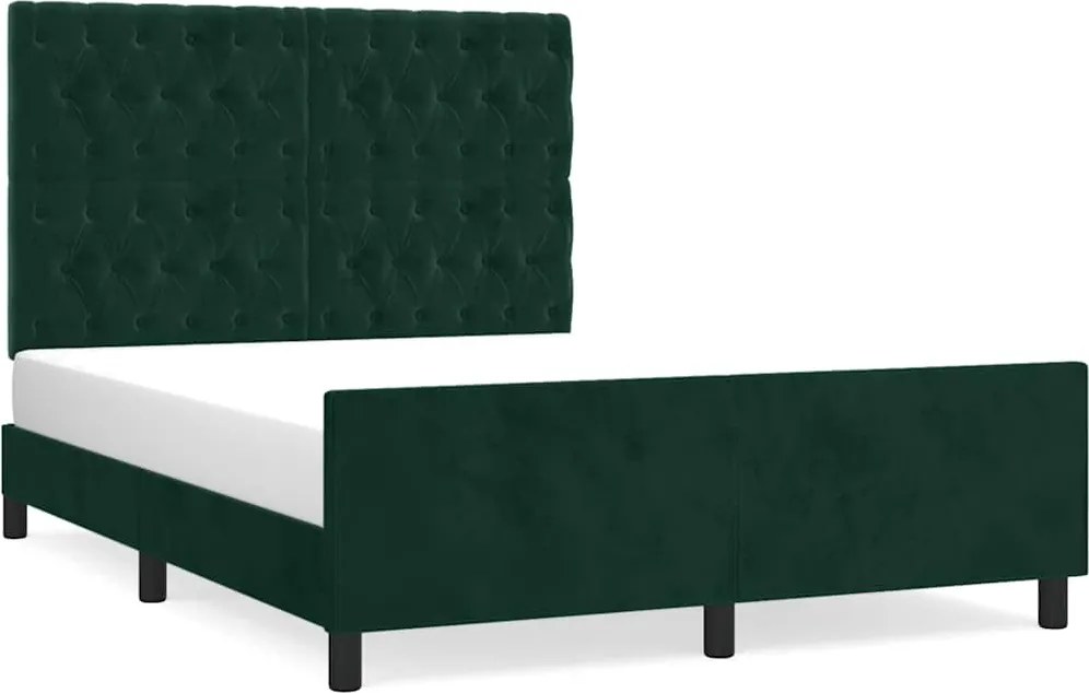 vidaXL sötétzöld bársony ágykeret matrac nélkül 140 x 200 cm