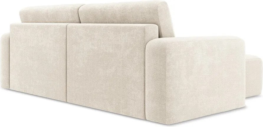 Krémszínű zsenília kinyitható-tárolóhelyes sarokkanapé (bal oldali-heverő résszel) Kona – Makamii