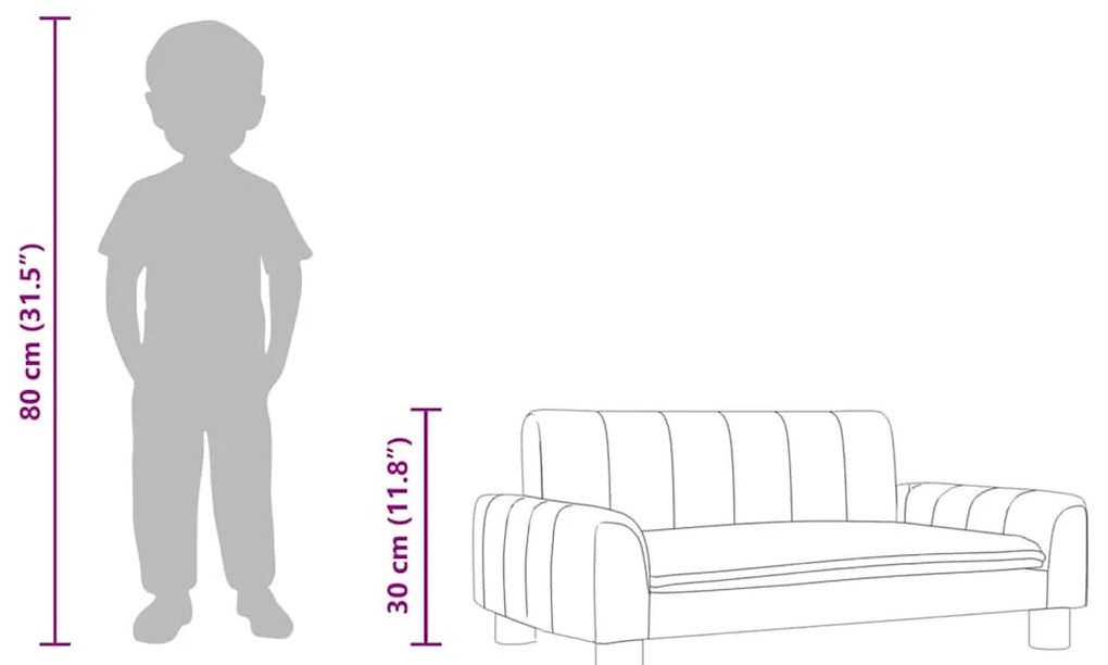 tópszínű gyerek szövetkanapé 70 x 45 x 30 cm