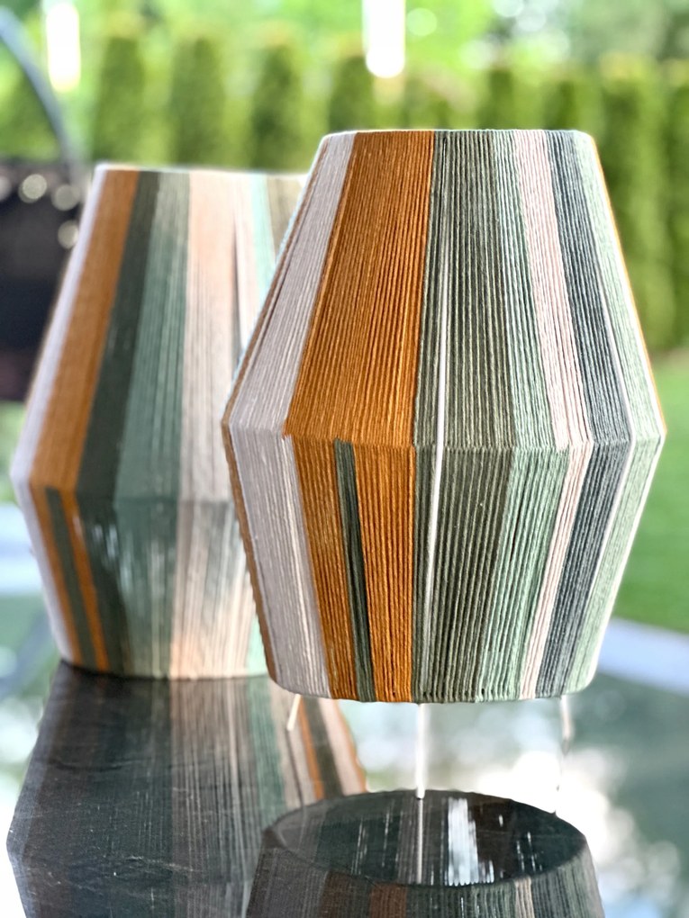 Lenyűgöző kézzel fonott geometrikus álló lámpaernyő Makramé lámpa