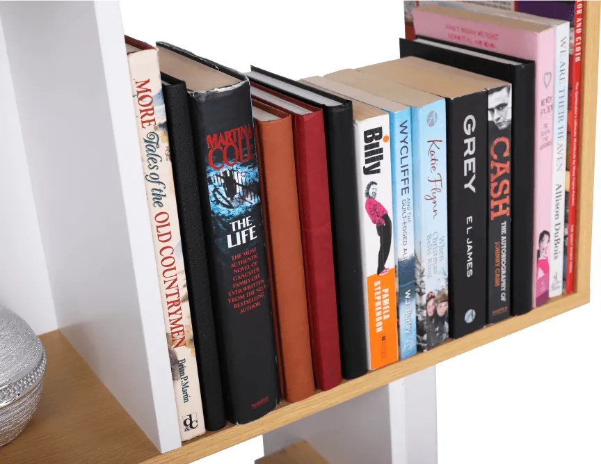 Könyvespolc, tűnyalábos fenyő/fehér, ERDEM NEW TYP 1