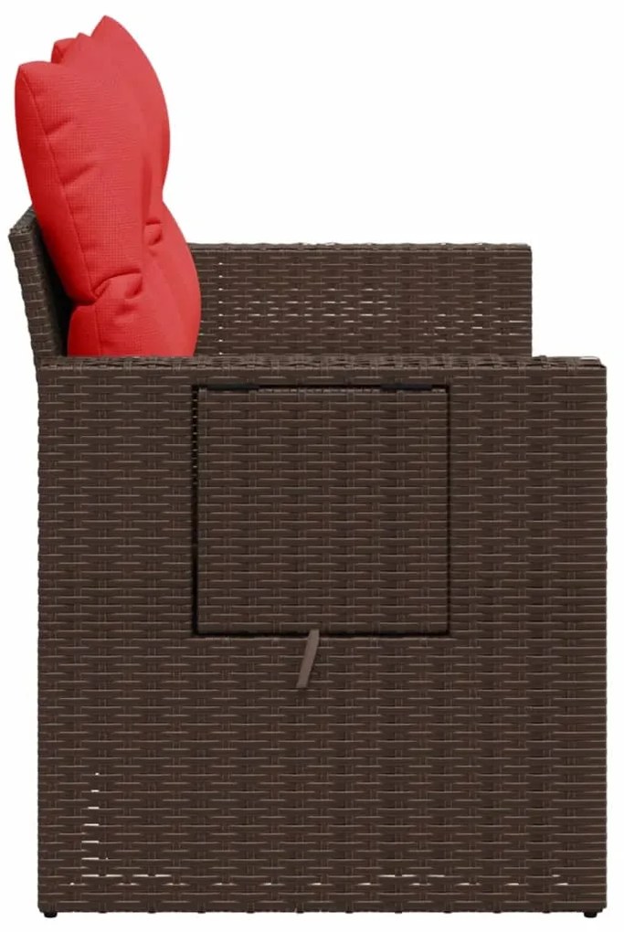 kétszemélyes barna polyrattan kerti kanapé párnákkal