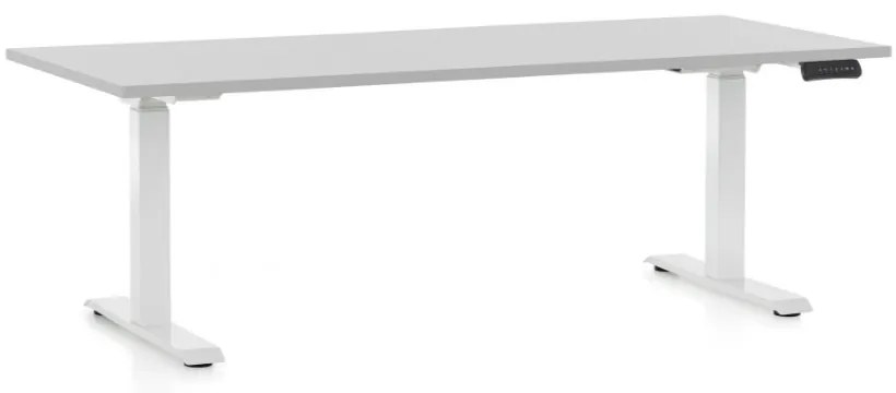Állítható magasságú asztal OfficeTech C, 180 x 80 cm, fehér alap, világos szürke