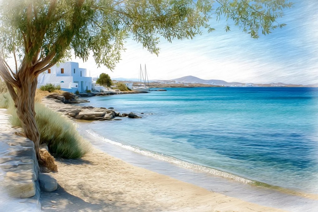 Canvas Vászonkép Mediterrán Tengerpart Türkiz Olíva 60 x 40