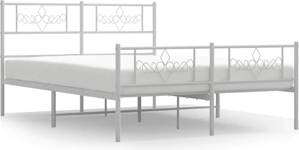 vidaXL fehér fém ágykeret fej- és lábtámlával 135x190 cm