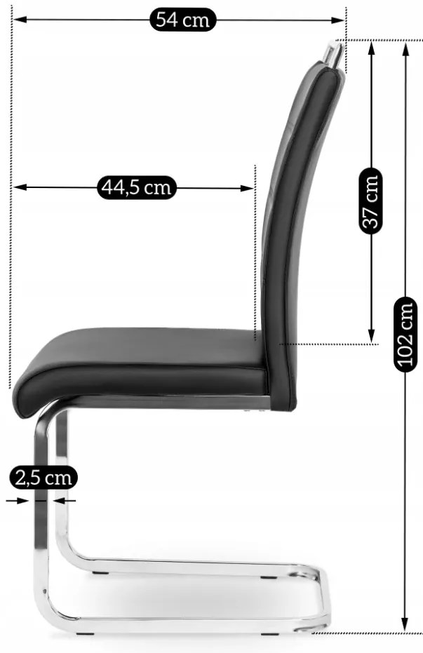 Szánkótalpas Étkezőszék Fekete Eco-bőr Kárpittal. LOCA 2