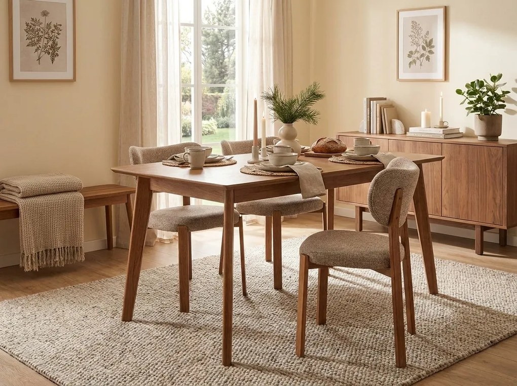 Kárpitozott étkezőszék ROVENI, tölgy/beige