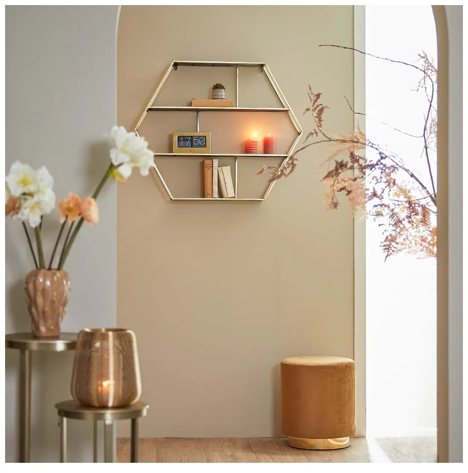 Aranyszínű-világosbarna bársony puff Nadien – Light & Living