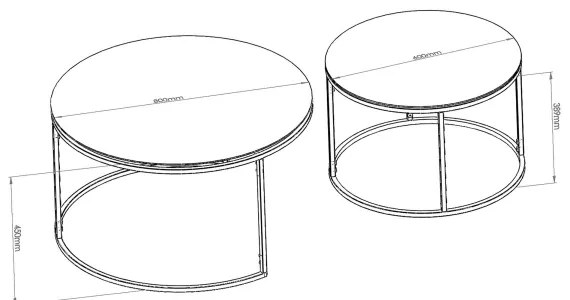 KÉSZLET 2x TOKYO konferenciasztal, átmérő 60/80 cm, fekete
