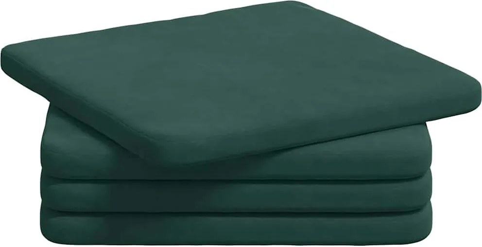 vidaXL Ülőpárnák 4 pcs Sötétzöld 40 x 40 x 3 cm Bársony
