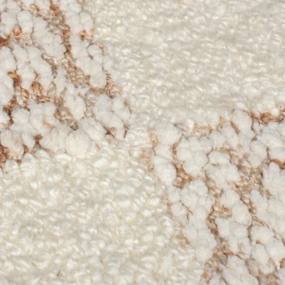 Krémszínű-natúr színű kézi szövésű gyapjúkeverék szőnyeg 200x300 cm Eric Checkboard – Flair Rugs