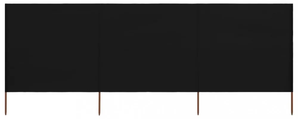 fekete szövet 3-paneles szélfogó 400 x 160 cm