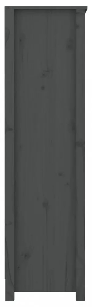 szürke tömör fenyőfa könyvszekrény 80x35x126 cm