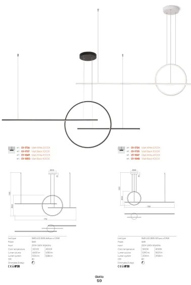 Redo 01-1734 - LED Dimmelhető csillár zsinóron GIOTTO LED/46W/230V fehér