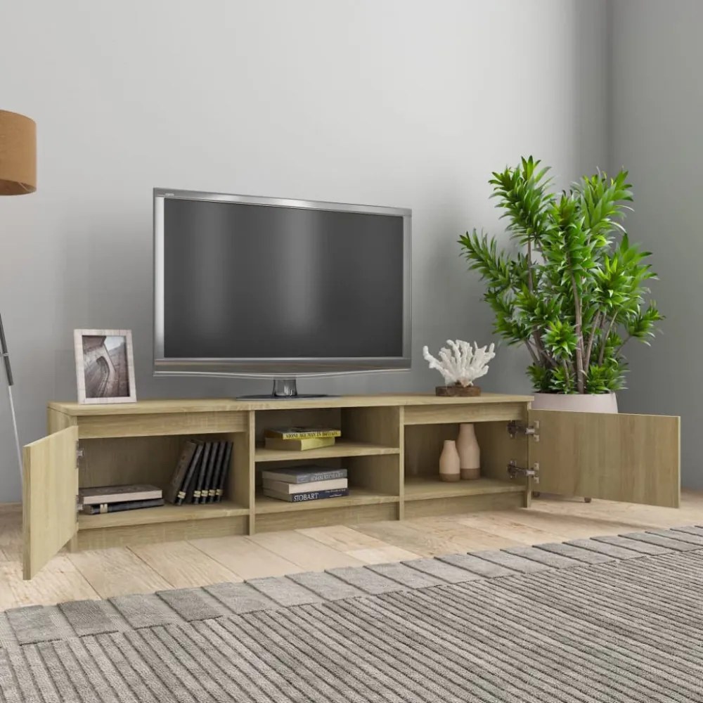 sonoma tölgy színű szerelt fa TV-szekrény 140 x 40 x 35,5 cm