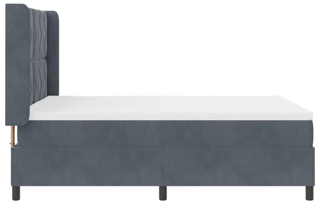 Boxspring Ágy Matraccal és LED-del Sötétszürke 160x200 cm Bársonyos