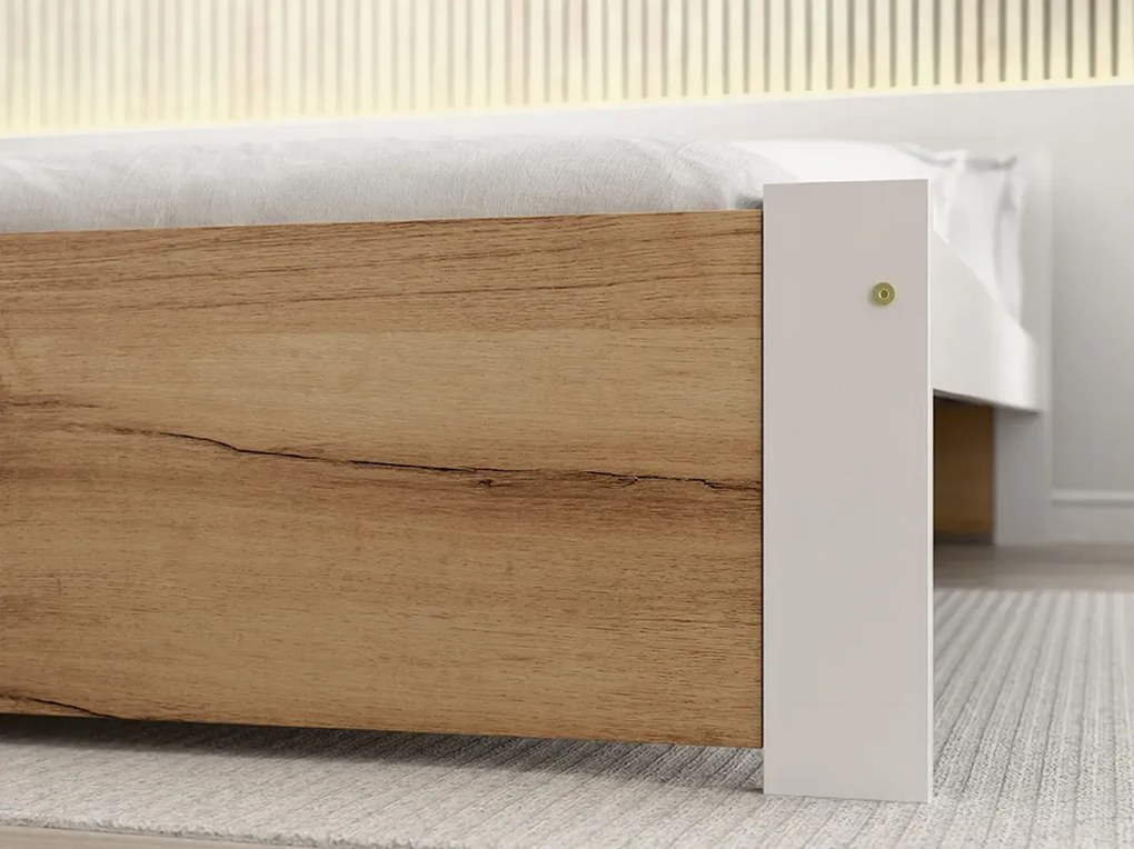 IKAROS ágy 140 x 200 cm, artisan tölgy/fehér Ágyrács: Ágyrács nélkül, Matrac: Sommera 18 cm matrac