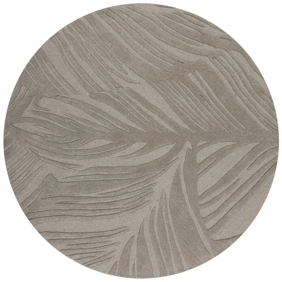 Szürke gyapjú kerek szőnyeg ø 160 cm Leaf - Flair Rugs