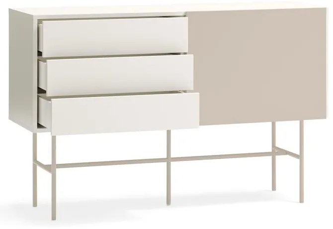Bézs-krémszínű alacsony komód tolóajtóval 140x91 cm Nube – Teulat