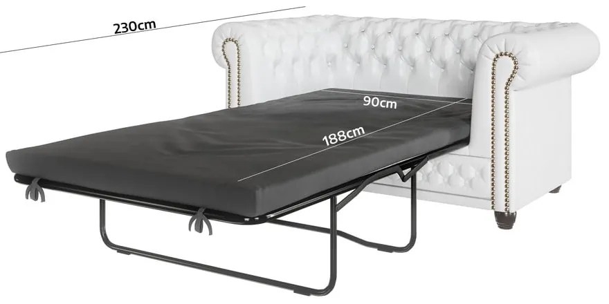 Fehér bőrutánzat kinyitható kanapé 148 cm York – Ropez