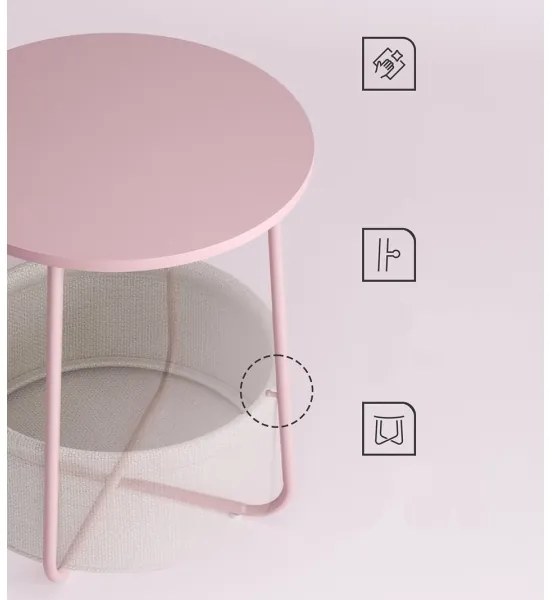 Kisasztal NOIRA rózsaszín/fehér