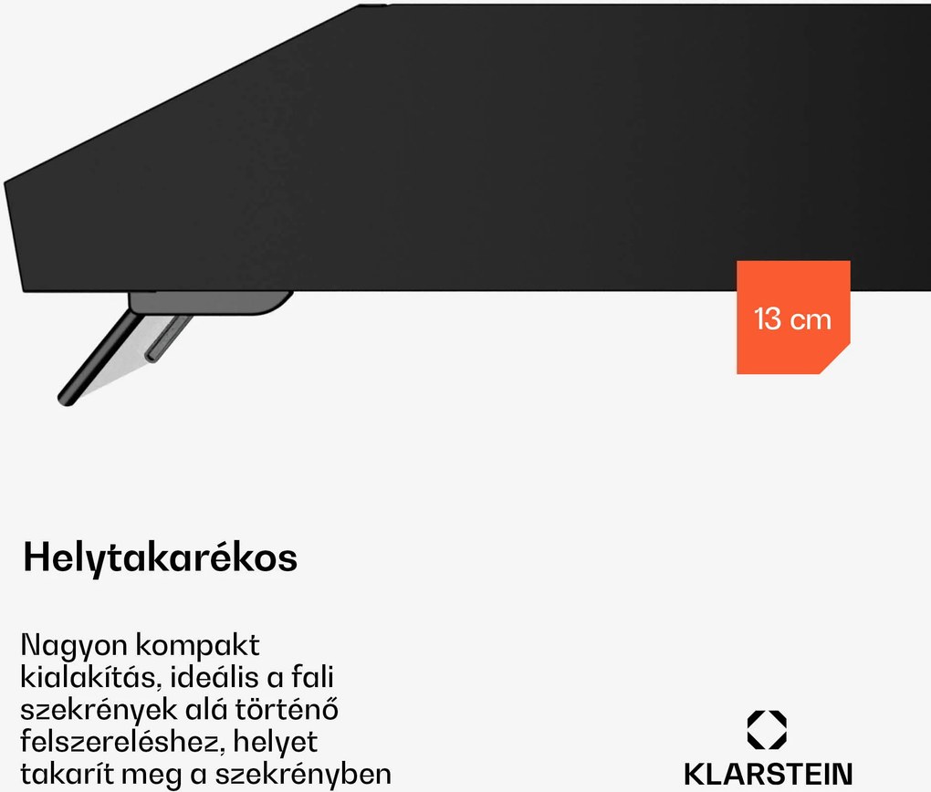 Klarstein Purista Force motorháztető, Kompakt, 384,8 m³/h, EEK C, Kétmotoros technológia