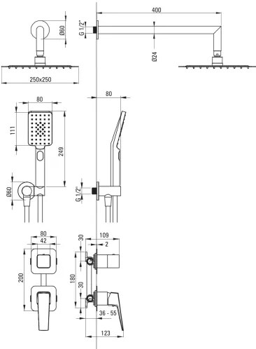 Deante NQL_09YK - BLUR zuhanyszett rejtett csapteleppel, fényes króm