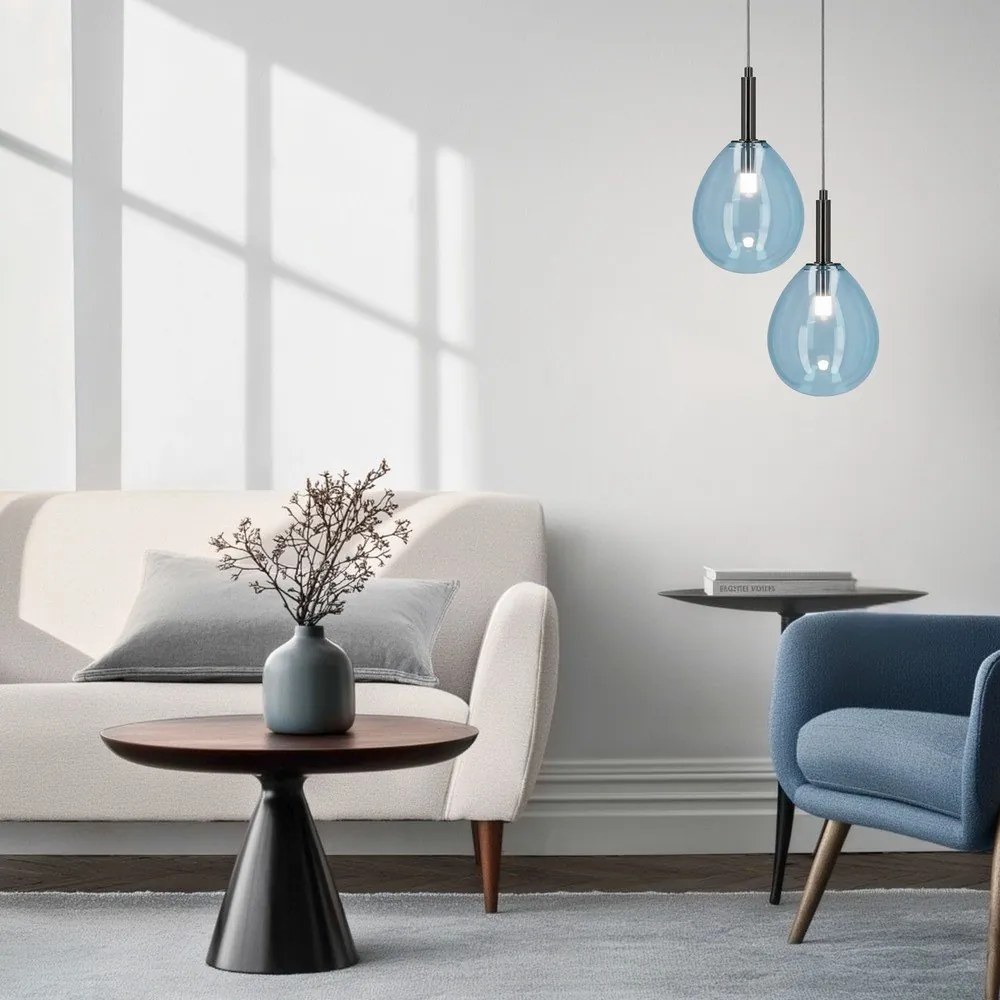 Kék LED függőlámpa üveg búrával Lukka – Candellux Lighting