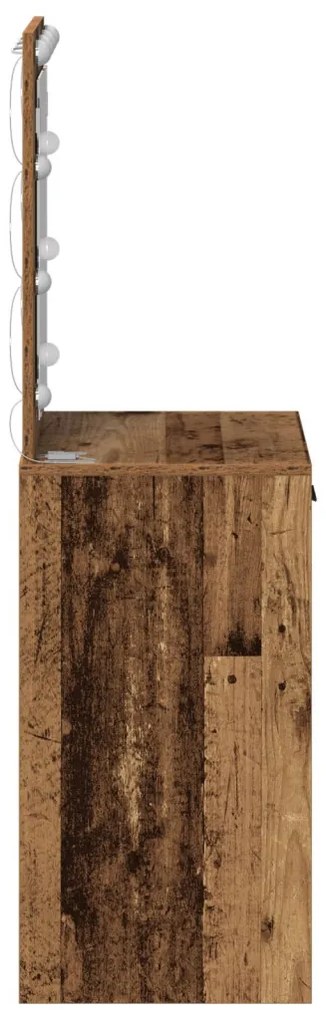 Sminkasztal LED világítással Régi fa 50x41x135 cm