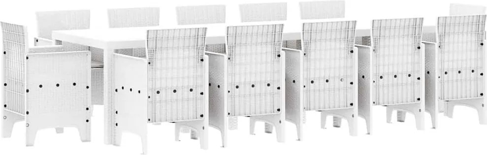 vidaXL Kert étkező szett párnával 13 pcs Fehér és világosszürke