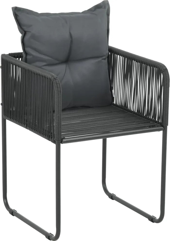 vidaXL 2 db fekete polyrattan kültéri szék párnával
