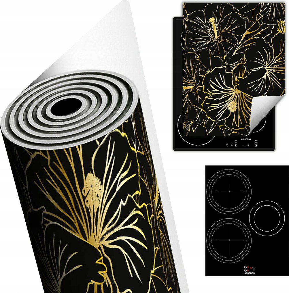 Tűzhelyvédő Szőnyeg Asztali Dekoráció 40x52 fekete virágok