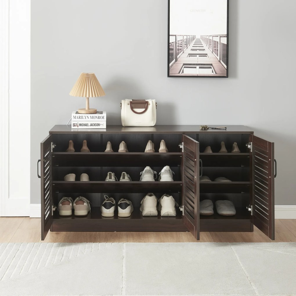 Cipősszekrény Løten 125x36x62cm wenge színű [en.casa]