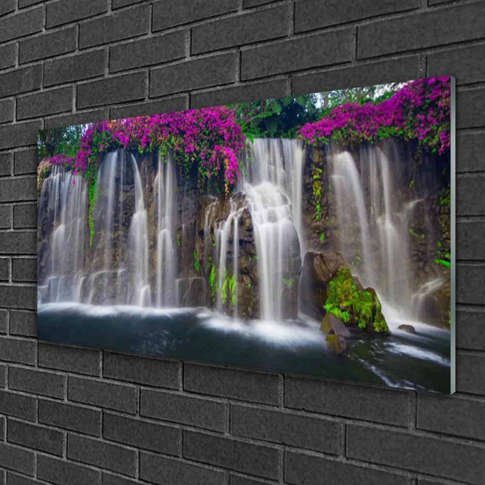 Fali üvegkép vízesés Természet 100x50 cm
