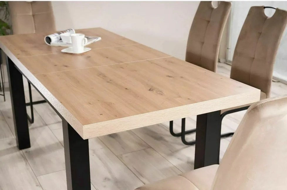Presto bővíthető étkezőasztal tölgy/fekete 140-218cm