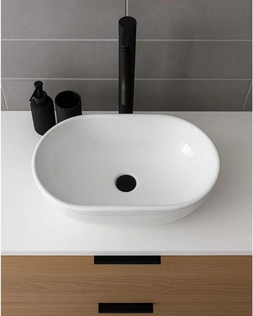 Erga Della, pultra szerelhető mosdó 475x340x140 mm, fényes fehér, ERG-V03-DELLA48-WH