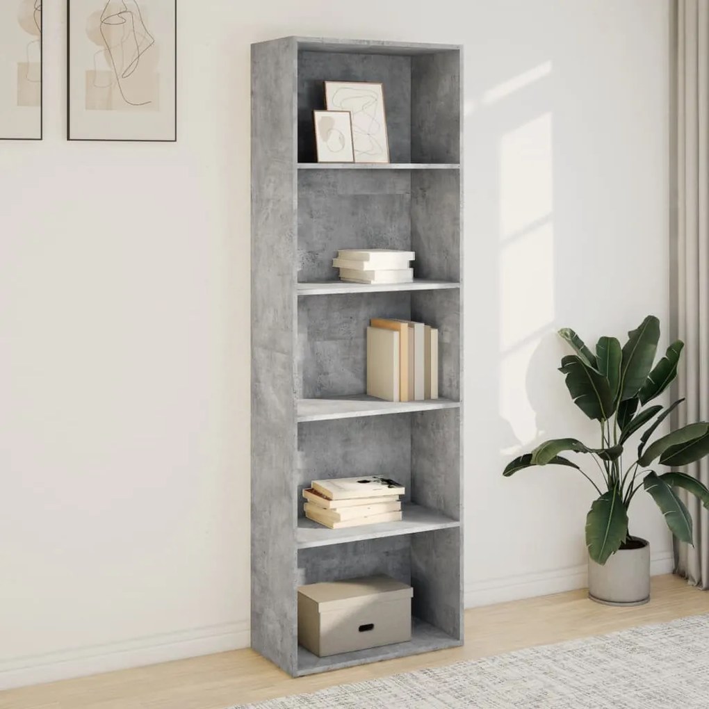 betonszürke szerelt fa könyvespolc 60 x 30 x 189 cm