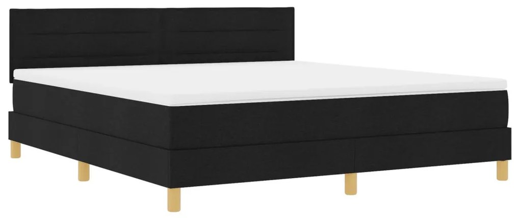 Box Spring Ágy Matraccal Fekete 180x200 cm Szövet