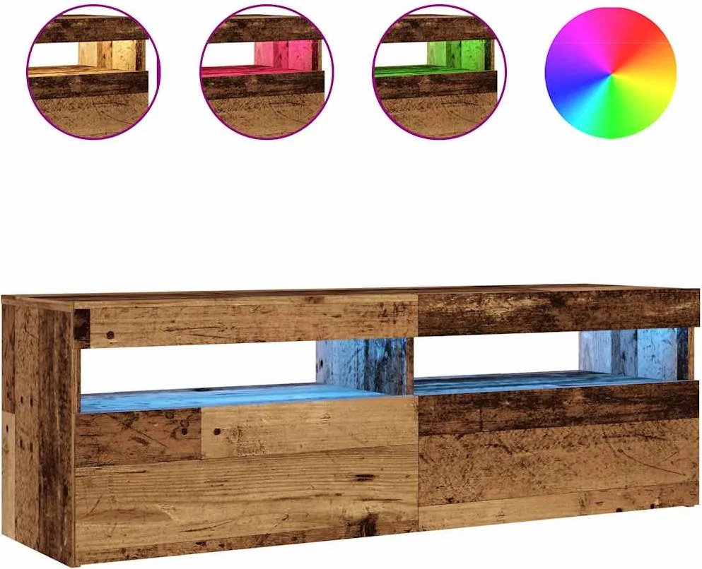 vidaXL antik fa színű szerelt fa TV-szekrény LED-ekkel 120x35x40 cm