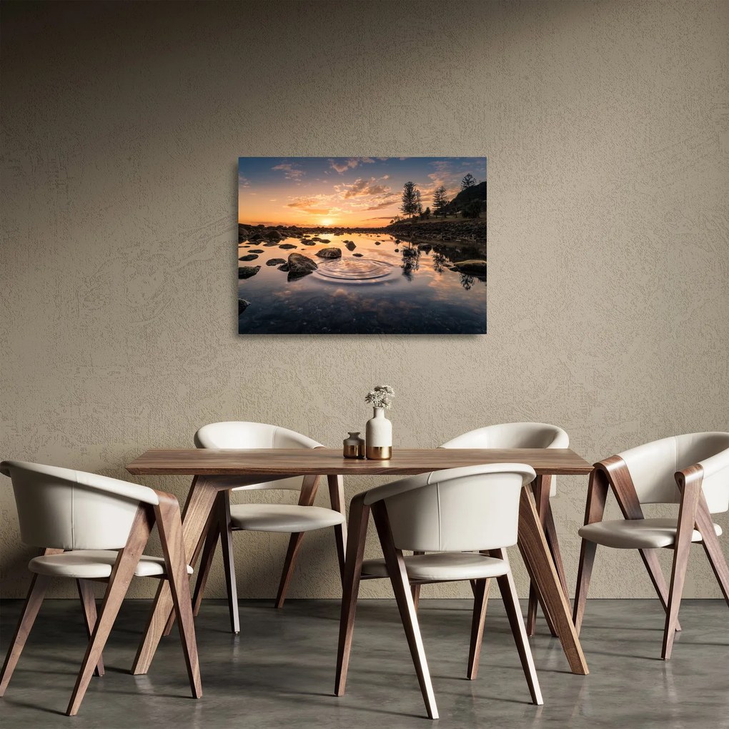 A vízfelület képe naplementekor (üvegen) (70x50 cm)