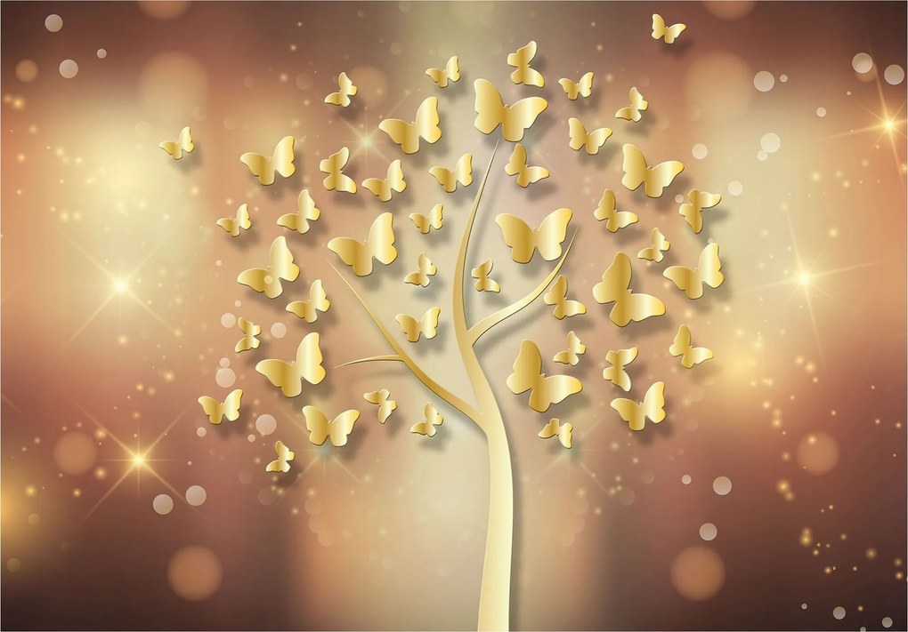 Fotótapéta flizelin Arany fa pillangók Szikra átalakulás 416x290 +ragasztó